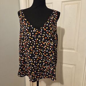 LOFT Blue Multicolor Polka Dot Tank Top